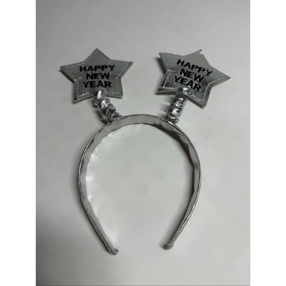 Silver Happy New Year Head Boppers Happy New Year Headband OS Adult